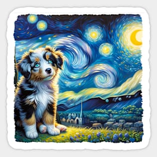 Starry Miniature American Shepherd Portrait - Dog Portrait Sticker